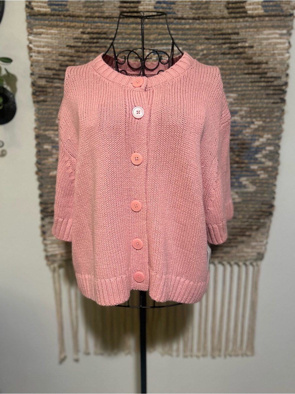 Sonoma Women’s Pink Button-Front Knit Sweater Cardigan